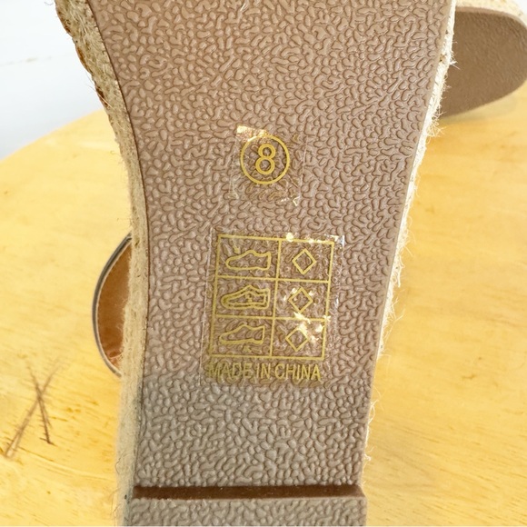 Taupe Slingback Open Toe Espadrille Wedges, 8 - Picture 12 of 12